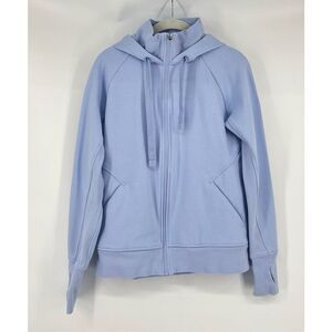 Athleta Triumph Hoodie Full Zip Light Blue Organic Cotton Size Medium w Pockets
